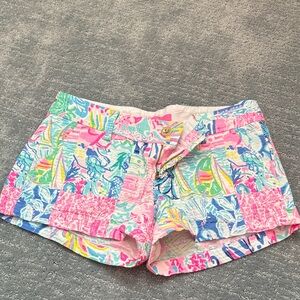 Lilly Pulitzer Pink and Blue Patchwork Shorts